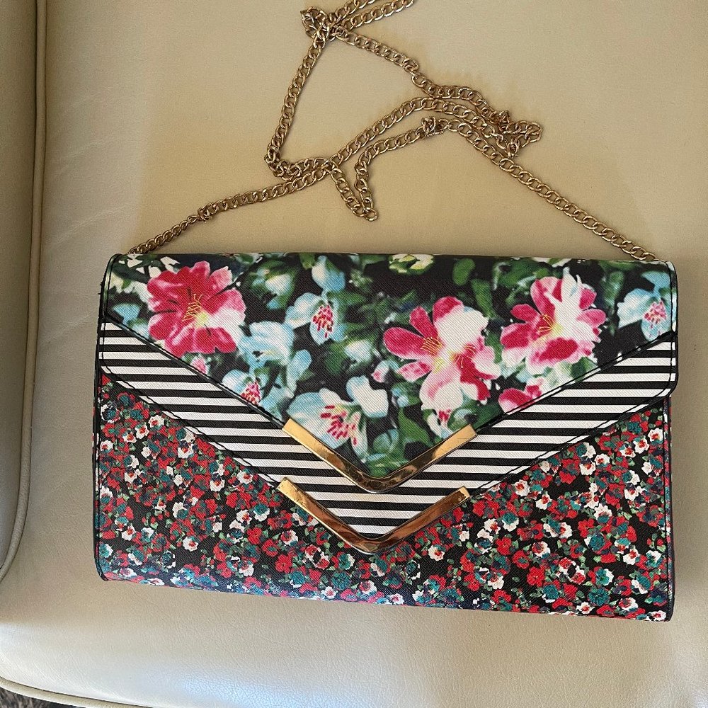 Aldo multi-colored clutch with chain